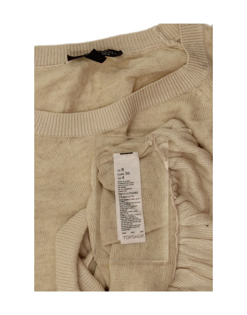 TOPSHOP Womens Crew Neck Jumper Sweater UK 8 Small  Beige Nylon Vintage Topshop and Second-Hand Topshop from Messina Hembry 