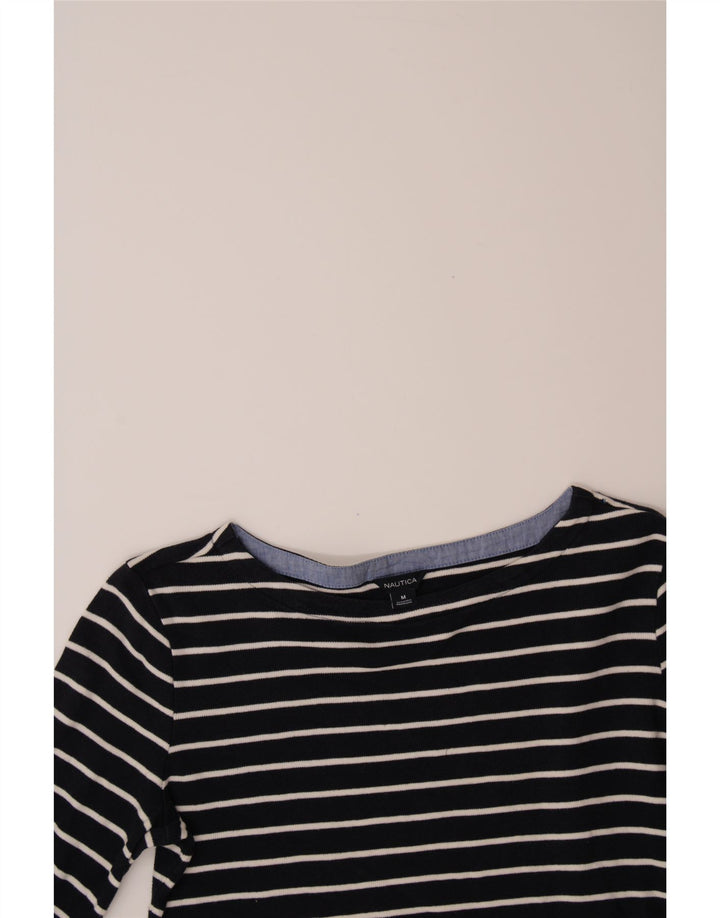 NAUTICA Womens Top 3/4 Sleeve UK 12 Medium Black Striped Cotton Vintage Nautica and Second-Hand Nautica from Messina Hembry 