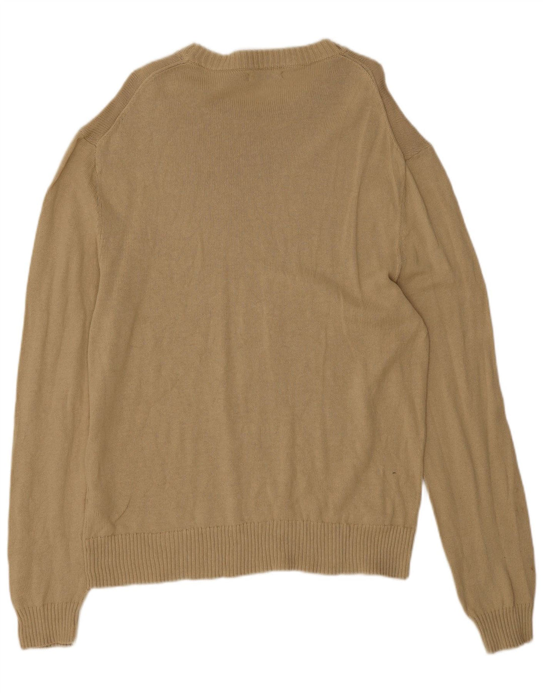 Zara Mens Crew Neck Jumper Sweater Large Beige Cotton