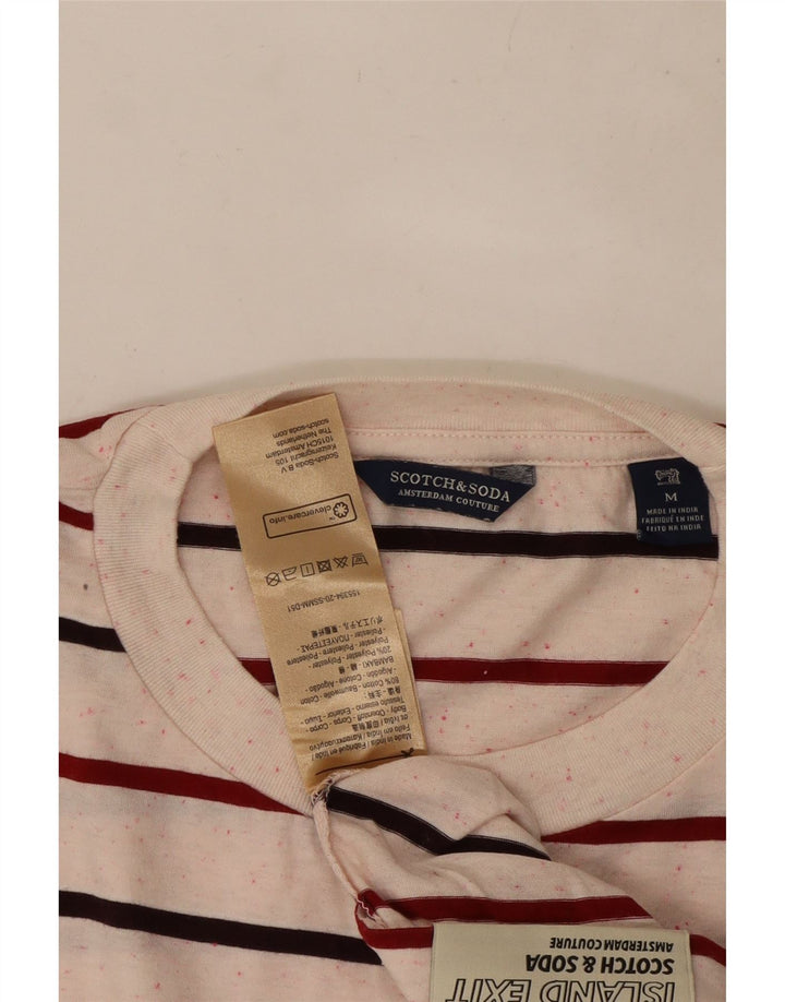 Scotch & Soda Mens T-Shirt Top Medium White Striped Cotton