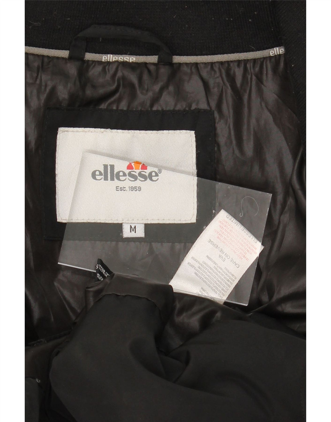 ELLESSE Womens Padded Jacket UK 14 Medium Black Polyester Vintage Ellesse and Second-Hand Ellesse from Messina Hembry 