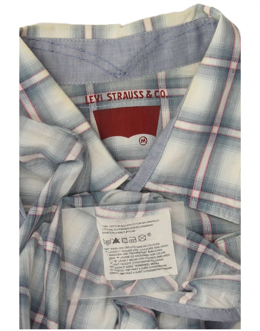Levi's Mens Short Sleeve Shirt Medium Blue Check Cotton