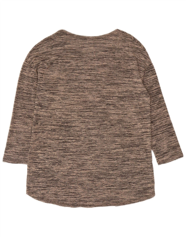 Zara Womens Top 3/4 Sleeve UK 12 Medium Brown Flecked