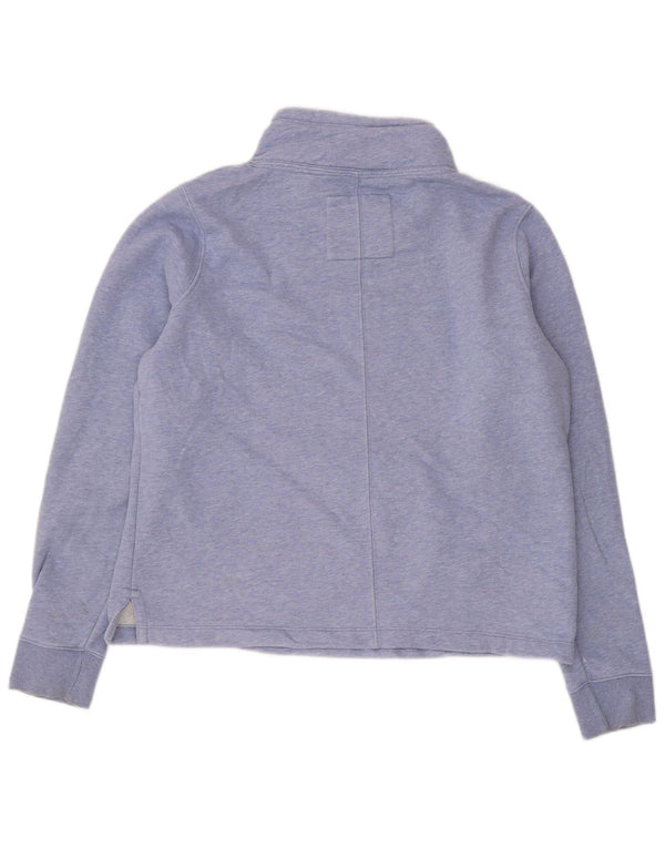 Fat Face Womens Button Neck Sweatshirt Jumper UK 12 Medium Blue Cotton