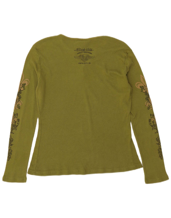 Harley Davidson Womens Graphic Top Long Sleeve UK 18 XL Green Paisley