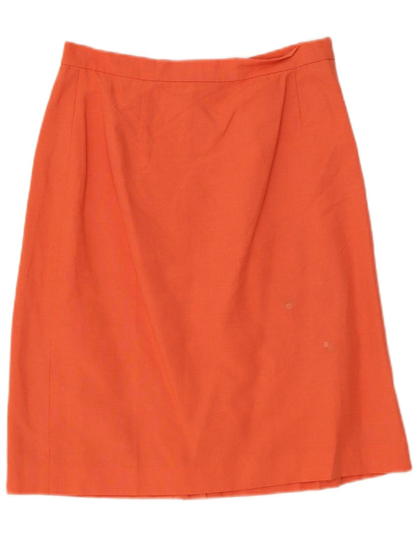 Laura Ashley Womens Pencil Skirt UK 12 Medium W28 Orange Linen