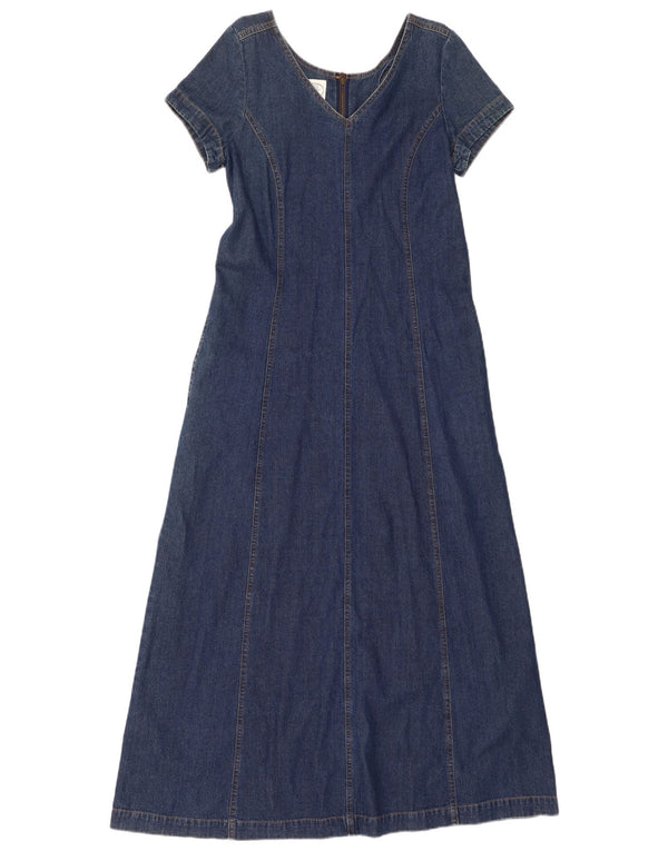 Laura Ashley Womens Maxi Denim Dress UK 12 Medium Navy Blue Cotton