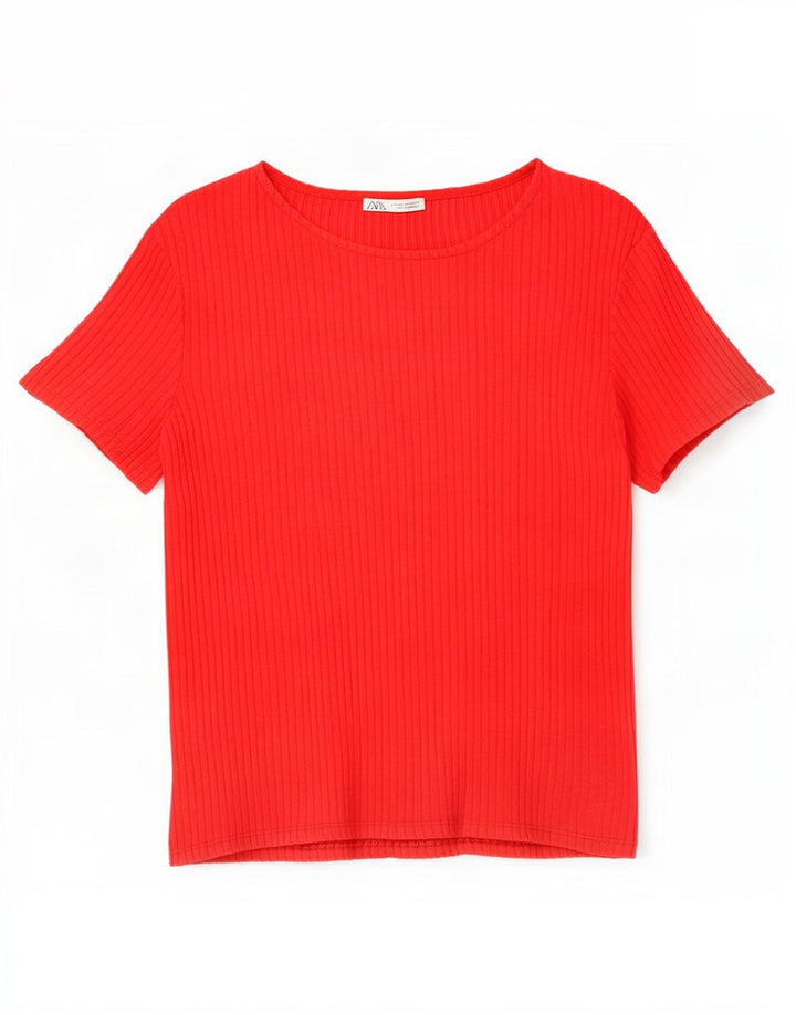 Zara Womens T-Shirt Top UK 12 Medium Red Viscose