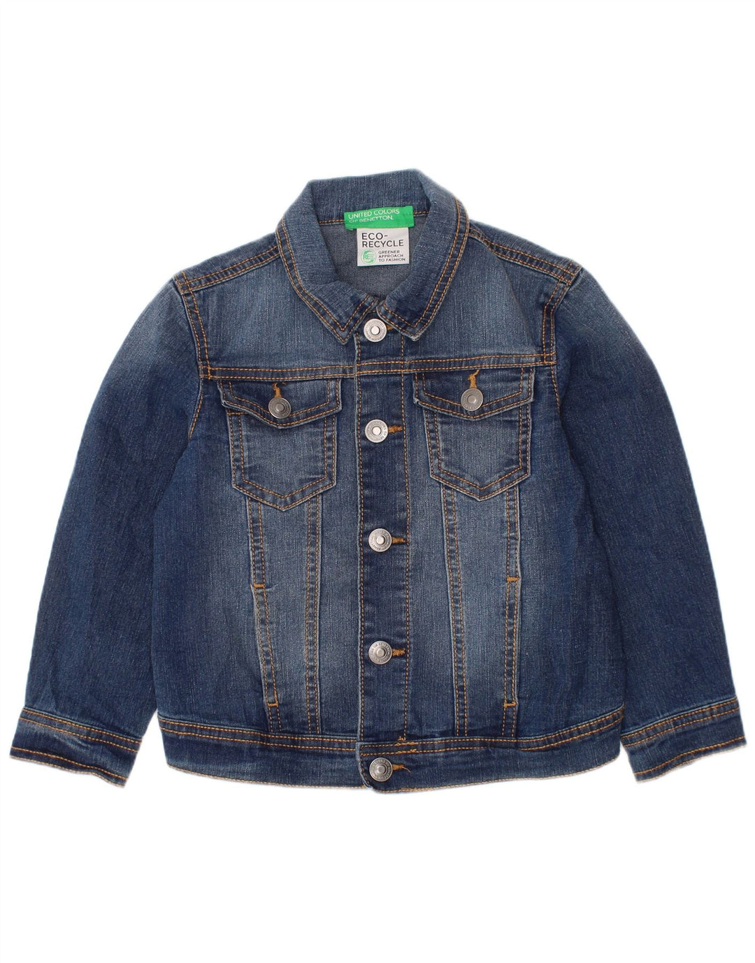BENETTON Boys Denim Jacket 3-4 Years 2XS Blue Cotton