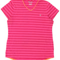 Champion Womens T-Shirt Top UK 16 Large Pink Striped Polyester