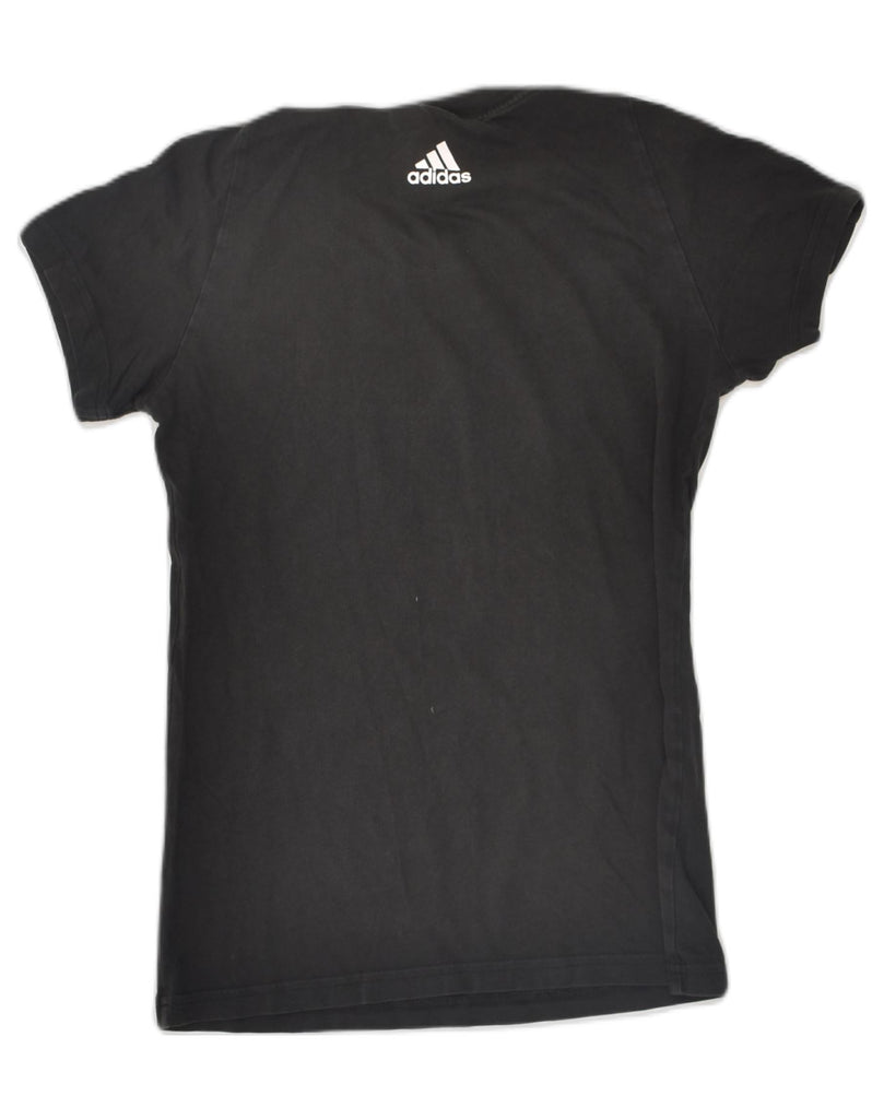 ADIDAS Womens Graphic T-Shirt Top UK 4-6 XS Black Cotton | Vintage Adidas | Thrift | Second-Hand Adidas | Used Clothing | Messina Hembry 