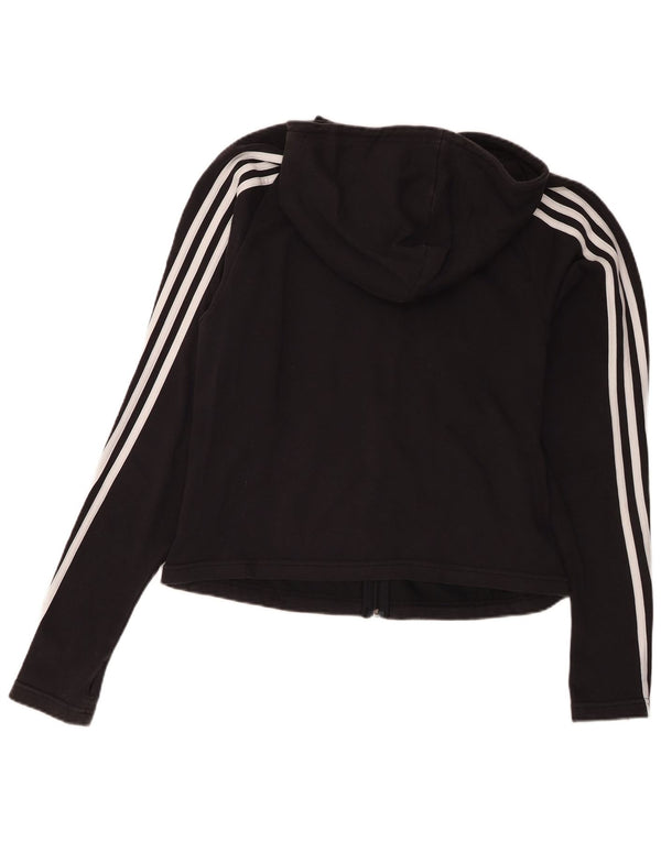 Adidas Womens Zip Hoodie Sweater UK 16/18 Large Black Cotton