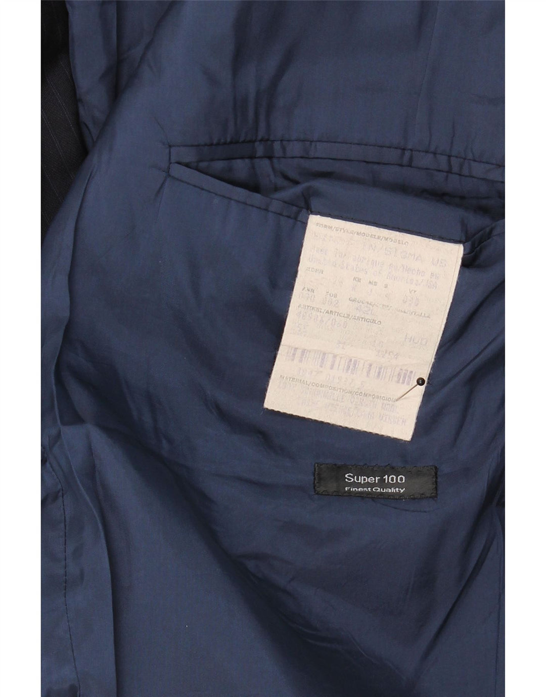 HUGO BOSS Mens 3 Button Blazer Jacket UK 42 XL Navy Blue Pinstripe Vintage Hugo Boss and Second-Hand Hugo Boss from Messina Hembry 