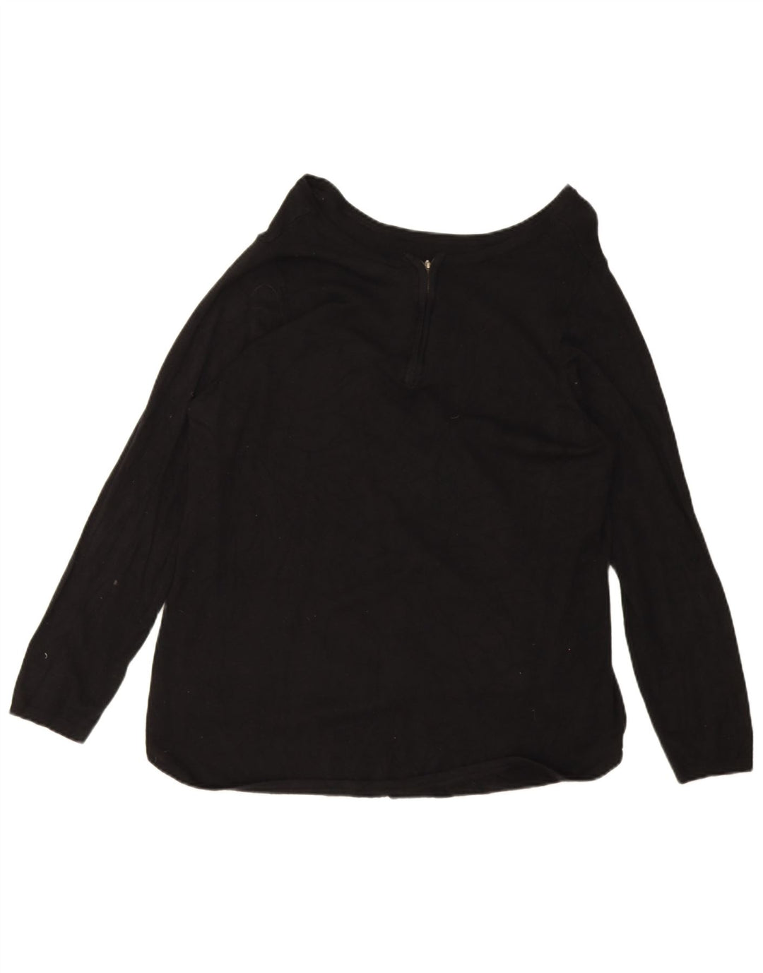 Marks & Spencer Womens Zip Neck Jumper Sweater UK 16 Large Black Viscose