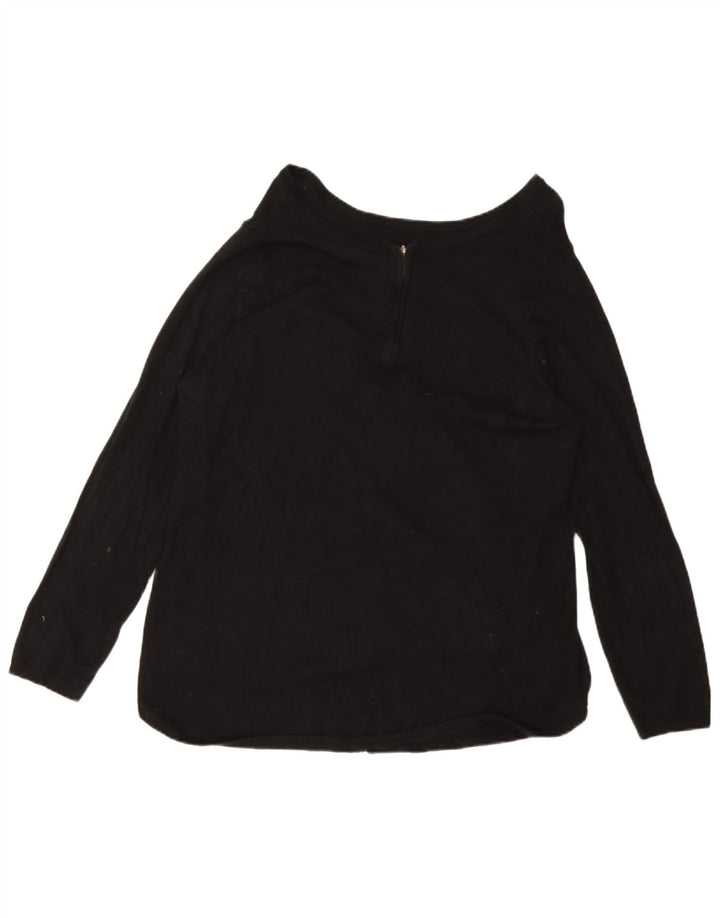 Marks & Spencer Womens Zip Neck Jumper Sweater UK 16 Large Black Viscose