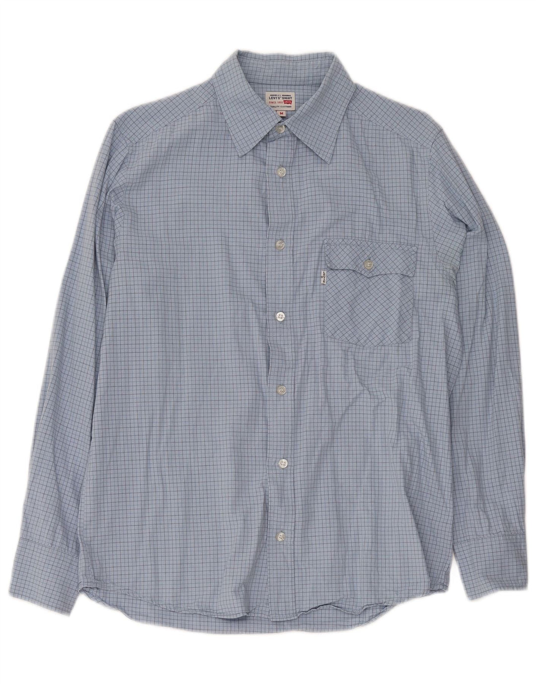 Levi's Mens Shirt Medium Blue Check Cotton