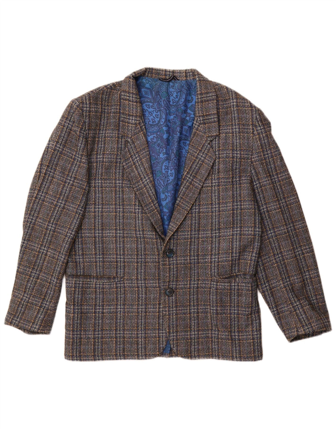 Vintage Mens 2 Button Blazer Jacket UK 38 Medium Grey Check Wool