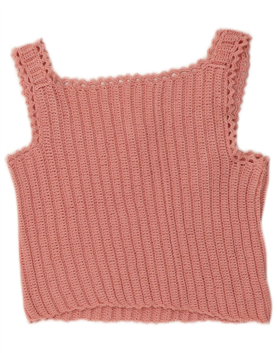 Vintage Womens Knit Sleeveless Blouse Top UK 8 Small Pink