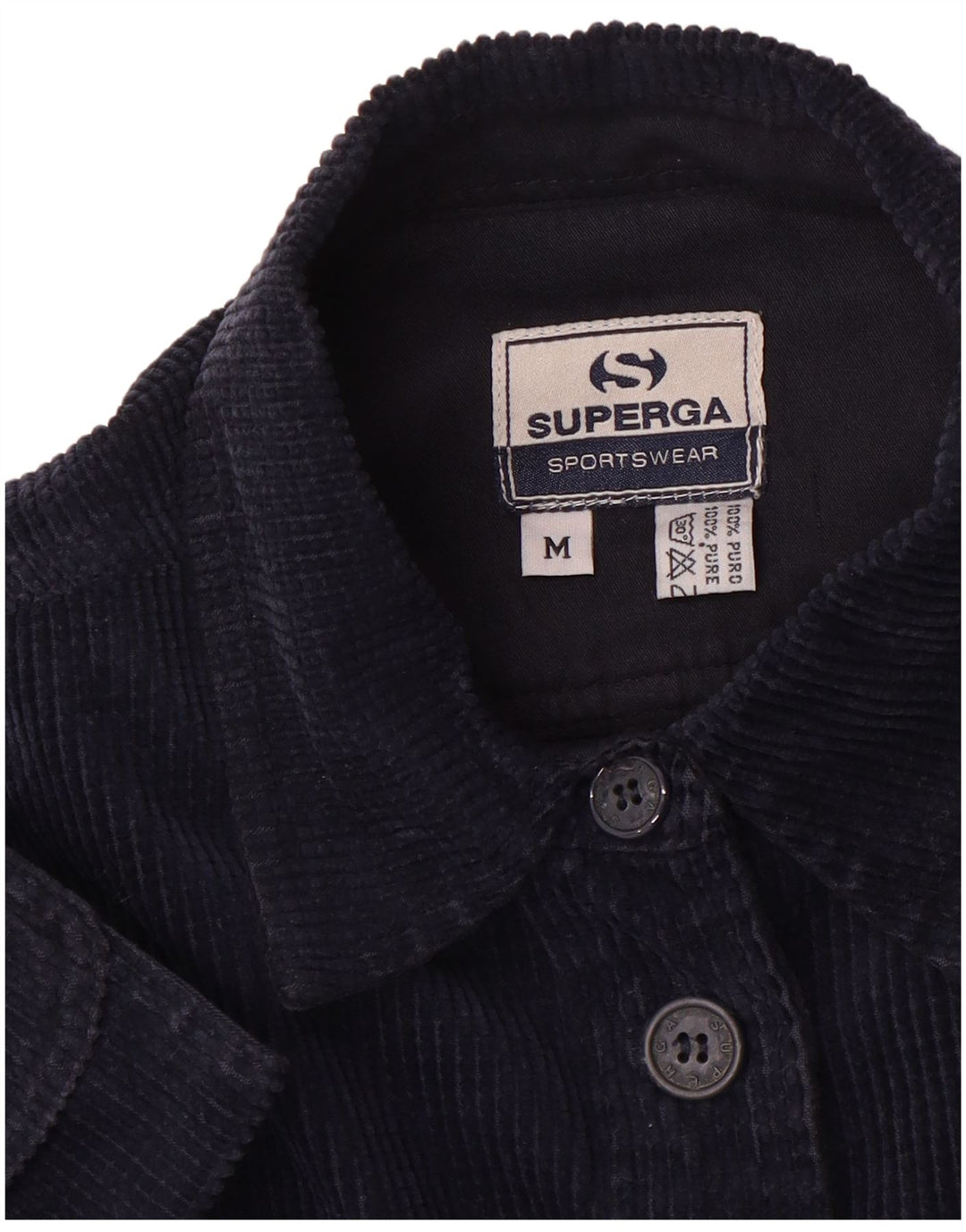 Superga Mens Corduroy Shirt Medium Navy Blue Cotton