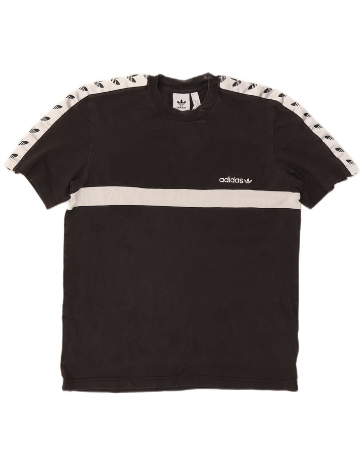 Adidas Mens Graphic T-Shirt Top Medium Black Colourblock Cotton