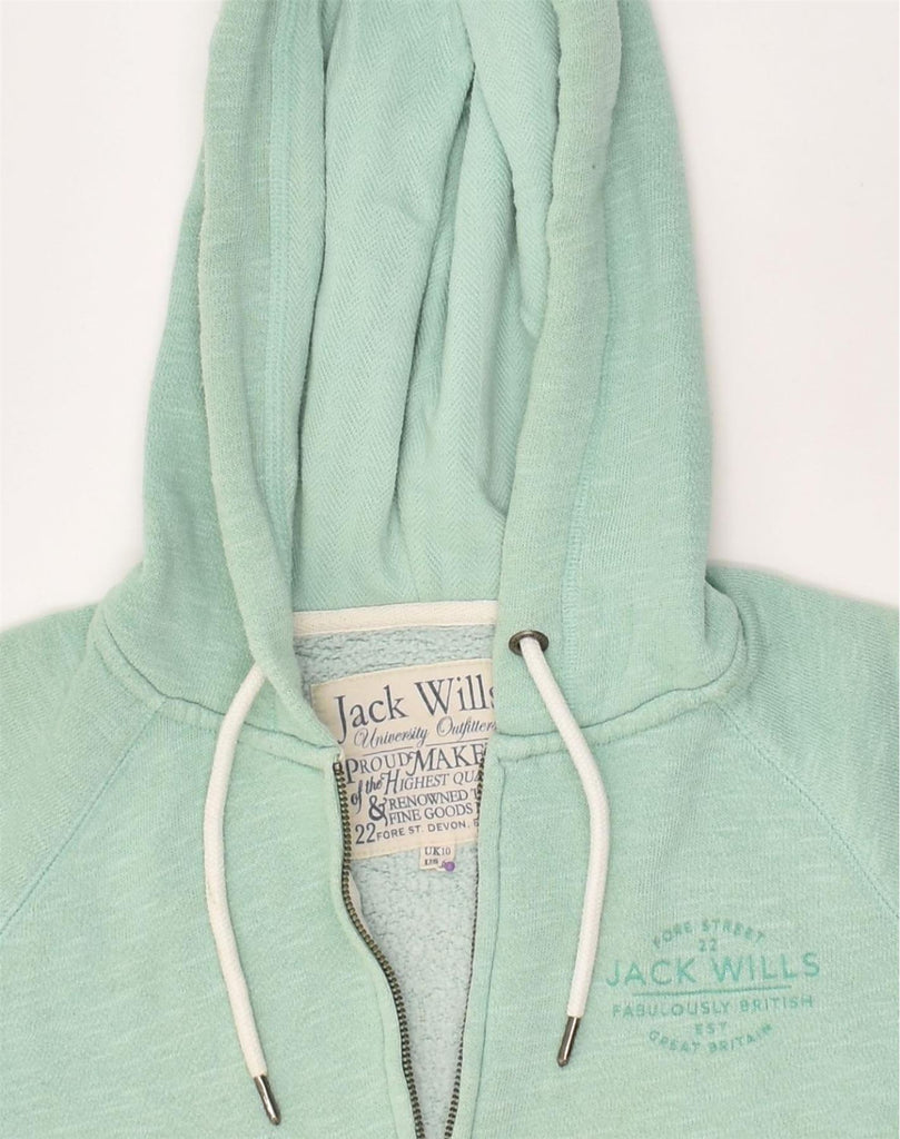 JACK WILLS Womens Zip Hoodie Sweater UK 10 Small  Green Cotton | Vintage Jack Wills | Thrift | Second-Hand Jack Wills | Used Clothing | Messina Hembry 