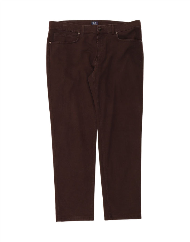 TRUSSARDI Mens Straight Casual Trousers W40 L34 Brown Cotton