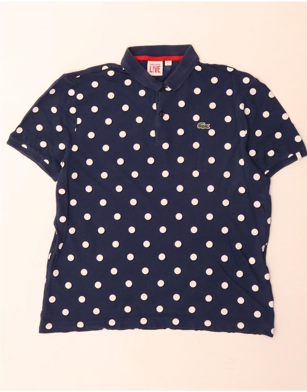 Lacoste Mens Polo Shirt Size 5 Large Navy Blue Polka Dot Cotton