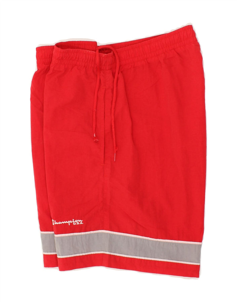 CHAMPION Mens Sport Shorts XL Red Colourblock | Vintage Champion | Thrift | Second-Hand Champion | Used Clothing | Messina Hembry 