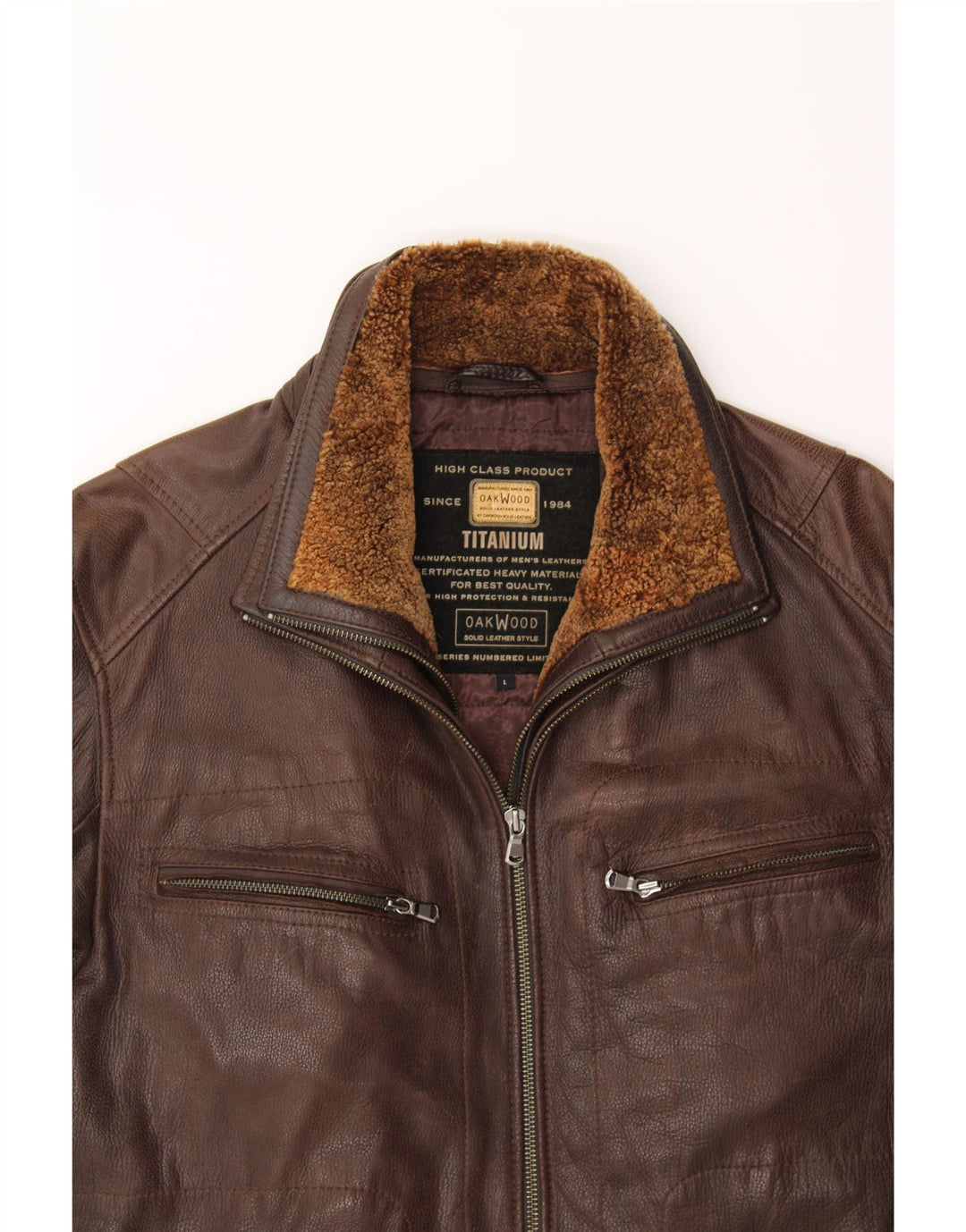 OAKWOOD Mens Leather Jacket UK 40 Large Brown