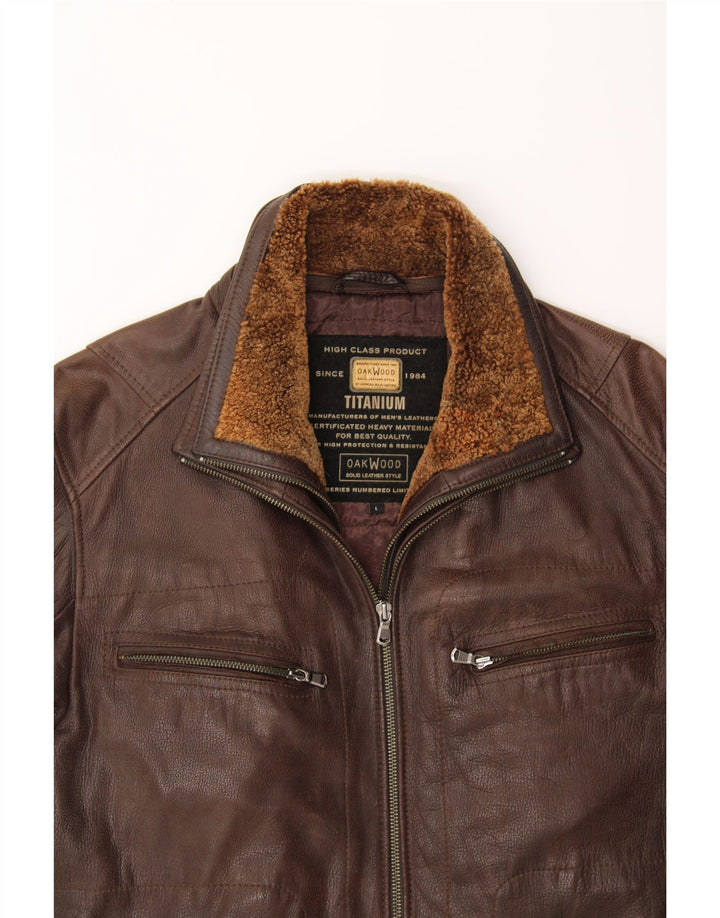 OAKWOOD Mens Leather Jacket UK 40 Large Brown