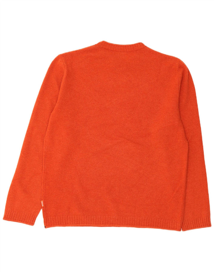 HUGO BOSS Mens Crew Neck Jumper Sweater Medium Orange Virgin Wool