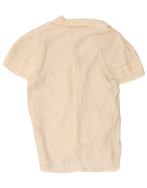 Pancaldi & B Womens Short Sleeve Shirt Blouse UK 16 Large Off White Silk