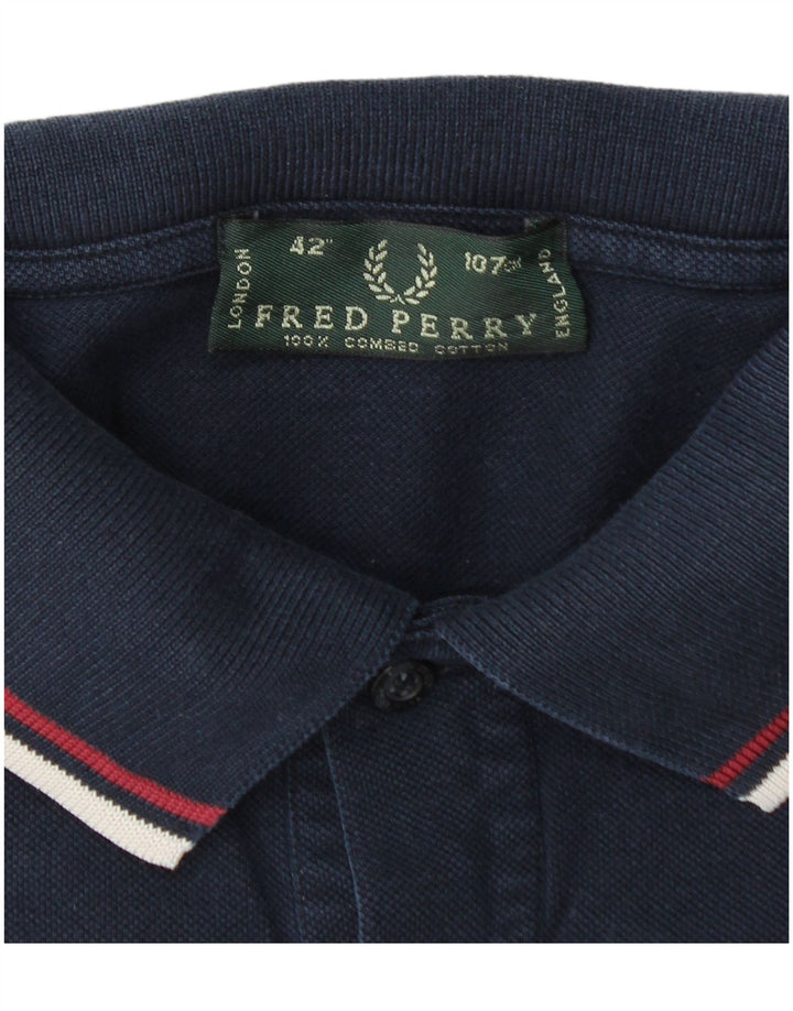 Fred Perry Mens Polo Shirt Medium Navy Blue Cotton