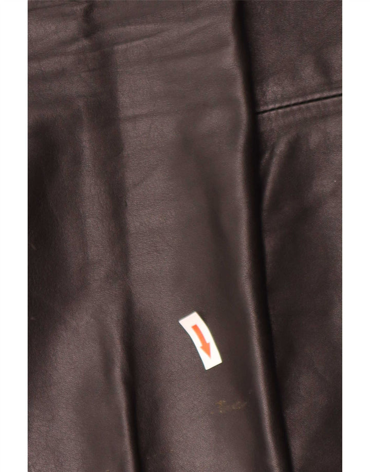 Vintage Mens Straight Leather Trousers W34 L32 Black
