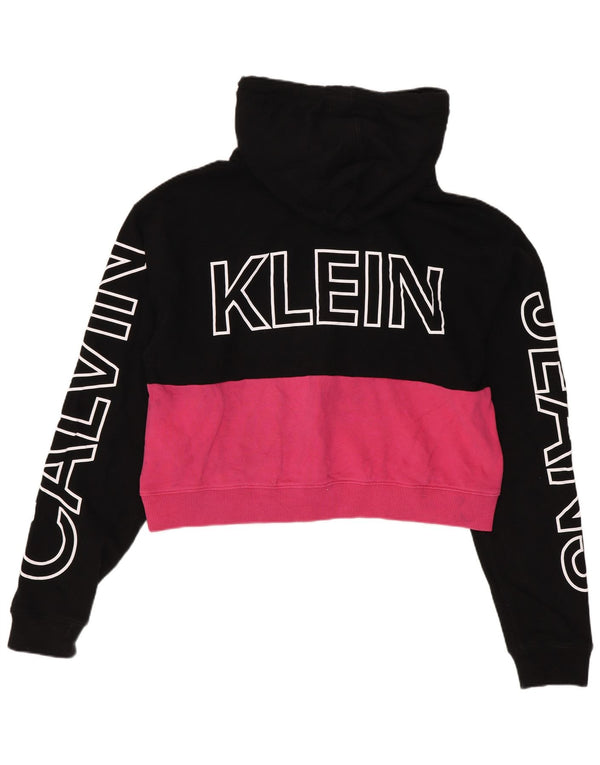 Calvin Klein Jeans Womens Graphic Hoodie Jumper UK 14 Medium Black