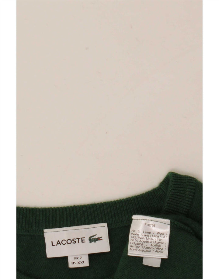 Lacoste Mens Boat Neck Jumper Sweater Size 7 2XL Green Wool