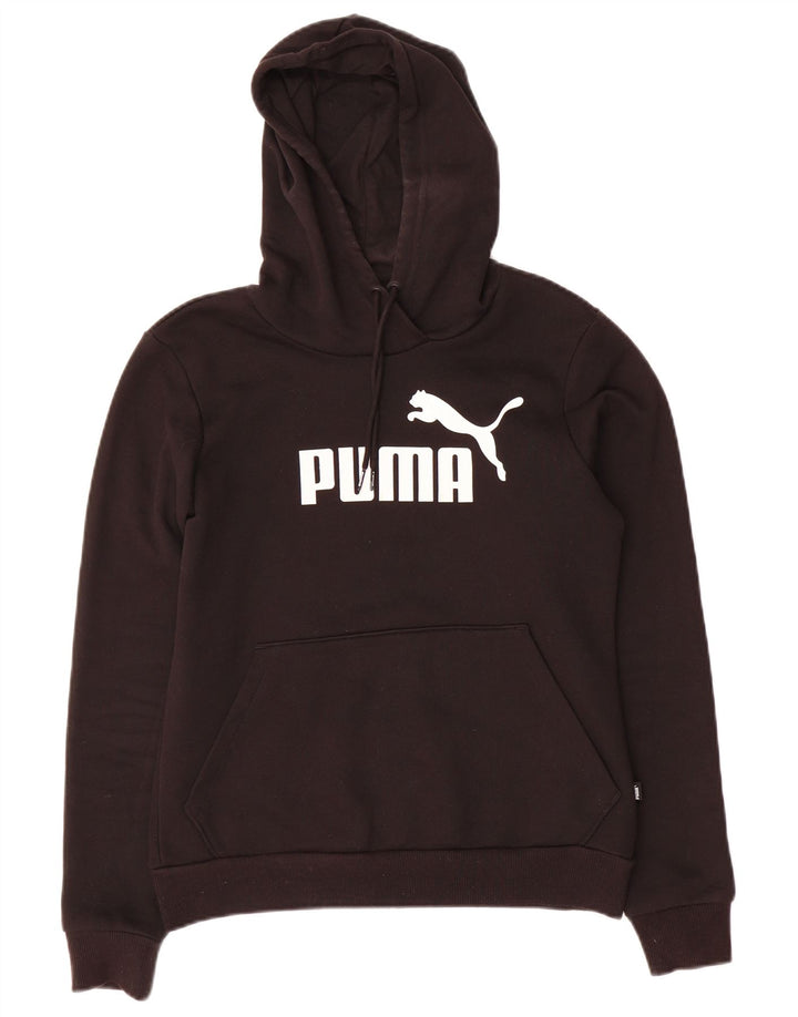 PUMA Womens Graphic Hoodie Jumper UK 10 Small Black Polyester
