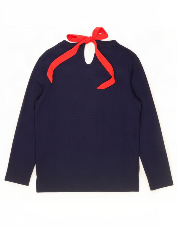Tommy Hilfiger Womens Boat Neck Jumper Sweater UK 14 Large Navy Blue Nylon