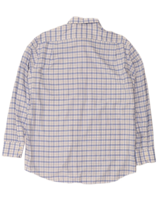 Lacoste Mens Shirt Size 44 XL Blue Check Cotton