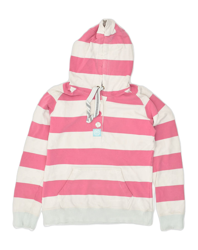 JOULES Womens Classic Fit Zip Hoodie Sweater UK 12 Medium Pink Striped | Vintage Joules | Thrift | Second-Hand Joules | Used Clothing | Messina Hembry 