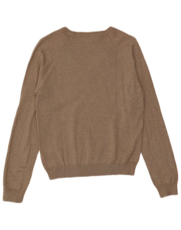 Zara Womens V-Neck Jumper Sweater UK 18 XL Brown Cotton