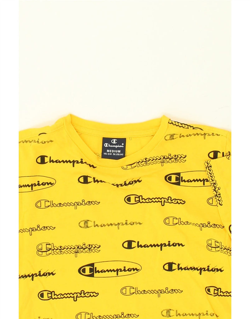 CHAMPION Boys Graphic T-Shirt Top 9-10 Years Medium Yellow Cotton | Vintage Champion | Thrift | Second-Hand Champion | Used Clothing | Messina Hembry 