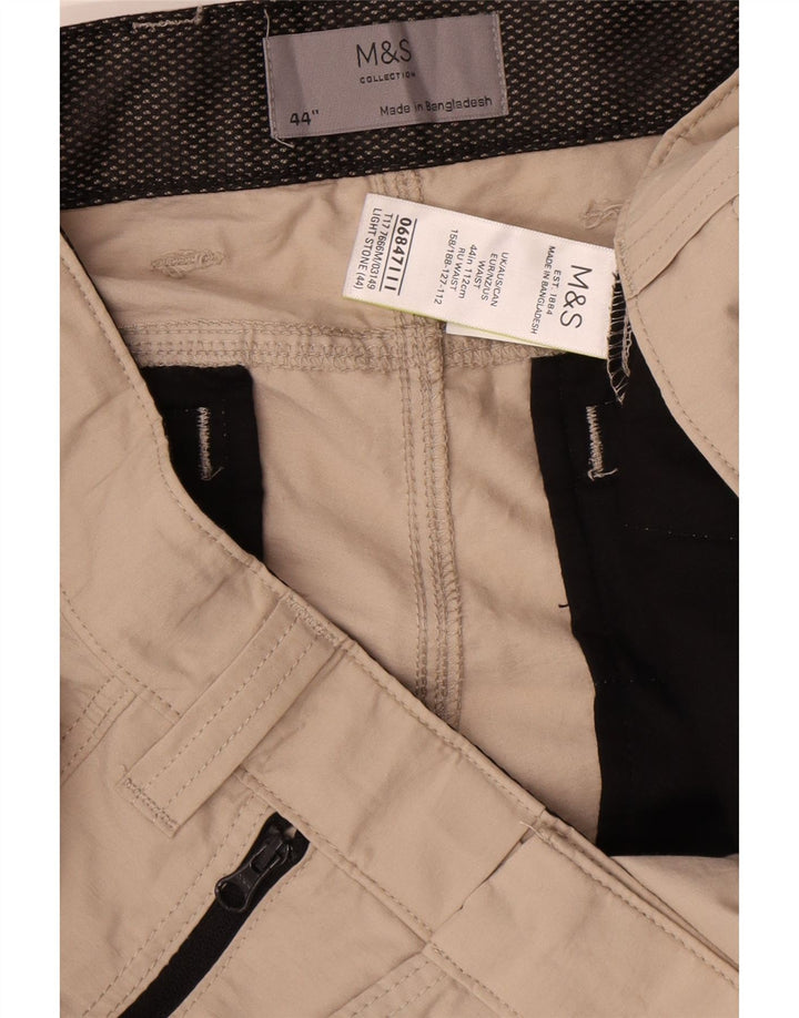 Marks & Spencer Mens Cargo Shorts W44 2XL Beige Cotton