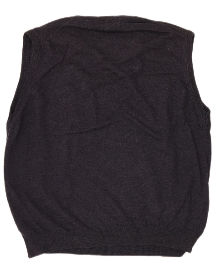 Marks & Spencer Mens Vest Tank Top XL Navy Blue Merino Wool