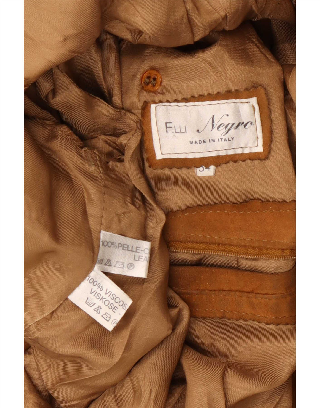 Vintage Mens Suede Jacket IT 54 XL Beige Leather