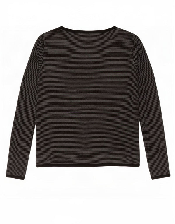 French Connection Womens Cardigan Top UK 14 Medium Black Striped Viscose