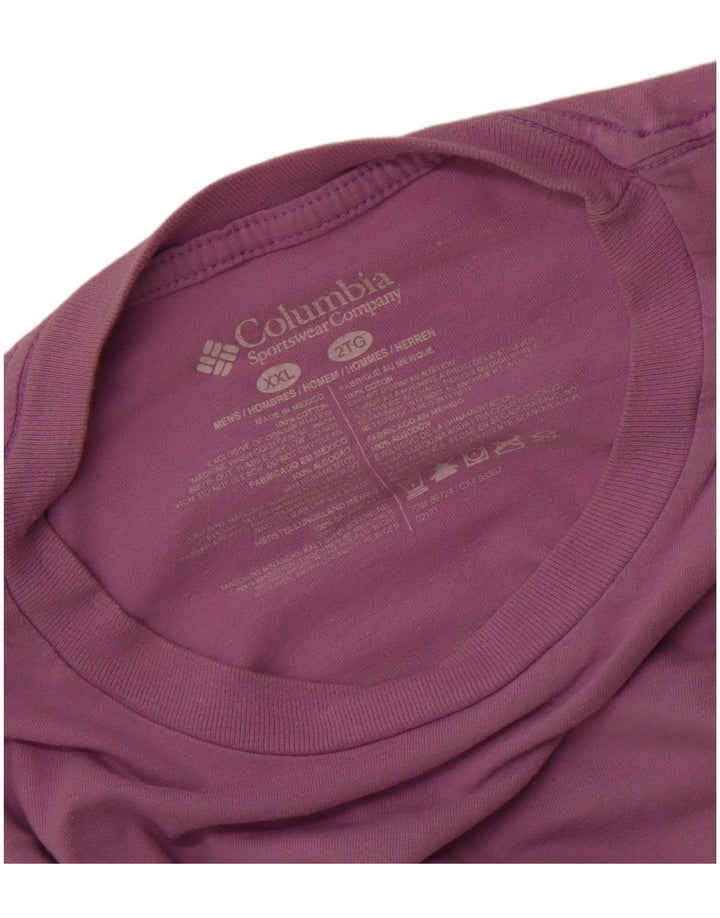 COLUMBIA Mens Graphic T-Shirt Top 2XL Purple Cotton