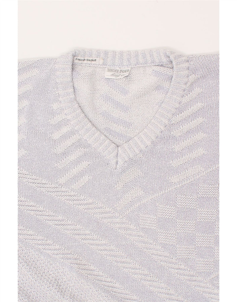 VINTAGE Womens V-Neck Jumper Sweater UK 20 2XL Blue Striped | Vintage Vintage | Thrift | Second-Hand Vintage | Used Clothing | Messina Hembry 