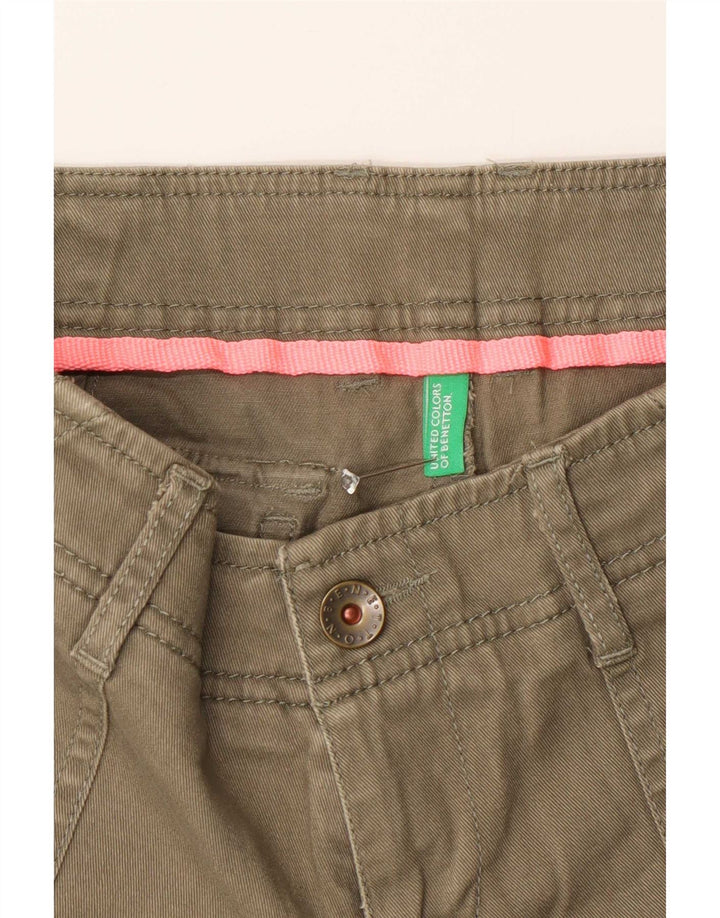 Benetton Womens Denim Hot Pants W28 Medium Khaki Cotton