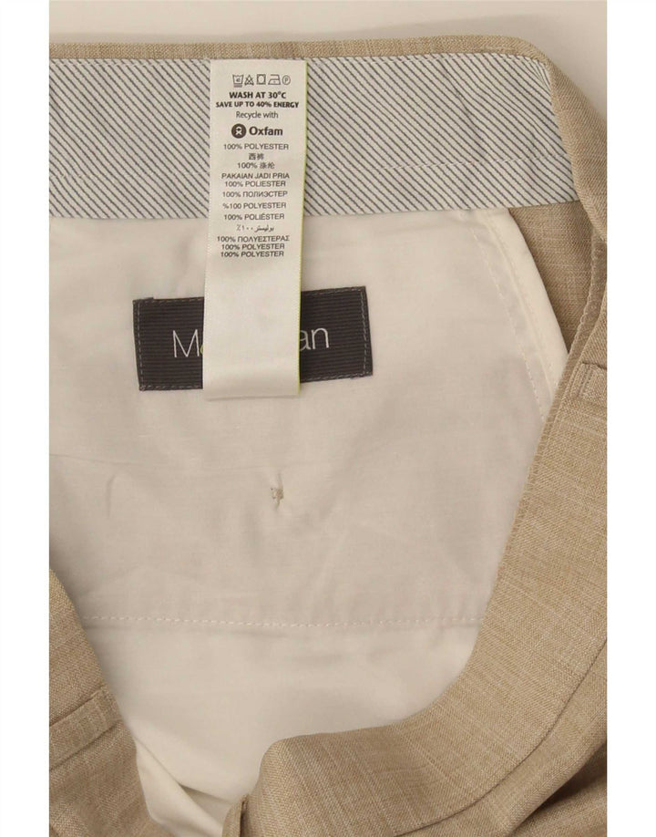 Marks & Spencer Mens Straight Suit Trousers W32 L31 Beige Polyester